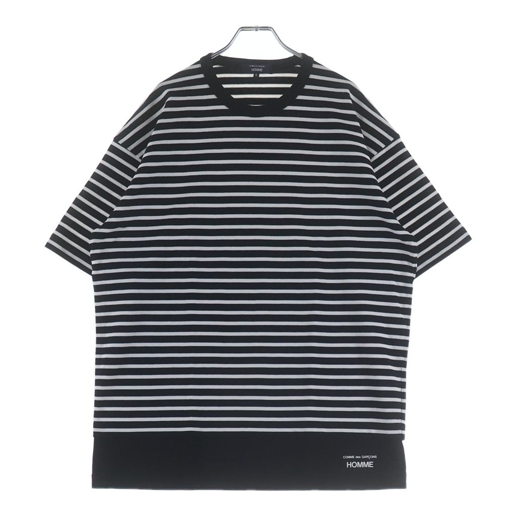 COMME des GARCONS HOMME (コムデギャルソンオム) 25SS AD2024 綿圧綿天竺ボーダーTシャツ 半袖クルーネックカットソー ホワイト/ブラック HO-T016