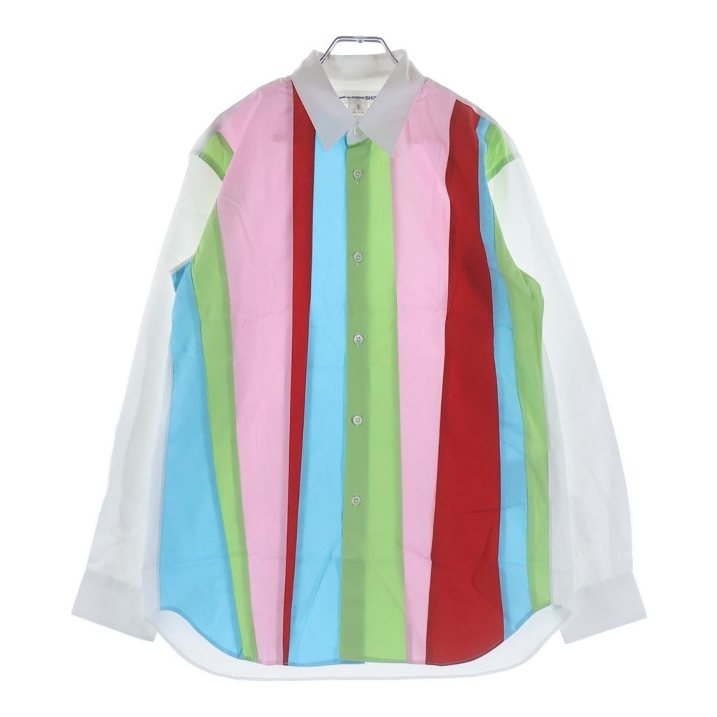 COMME des GARCONS SHIRT (コムデギャルソンシャツ) ストライプ レイヤードデザイン コットン 長袖シャツ マルチカラー FN-B022
