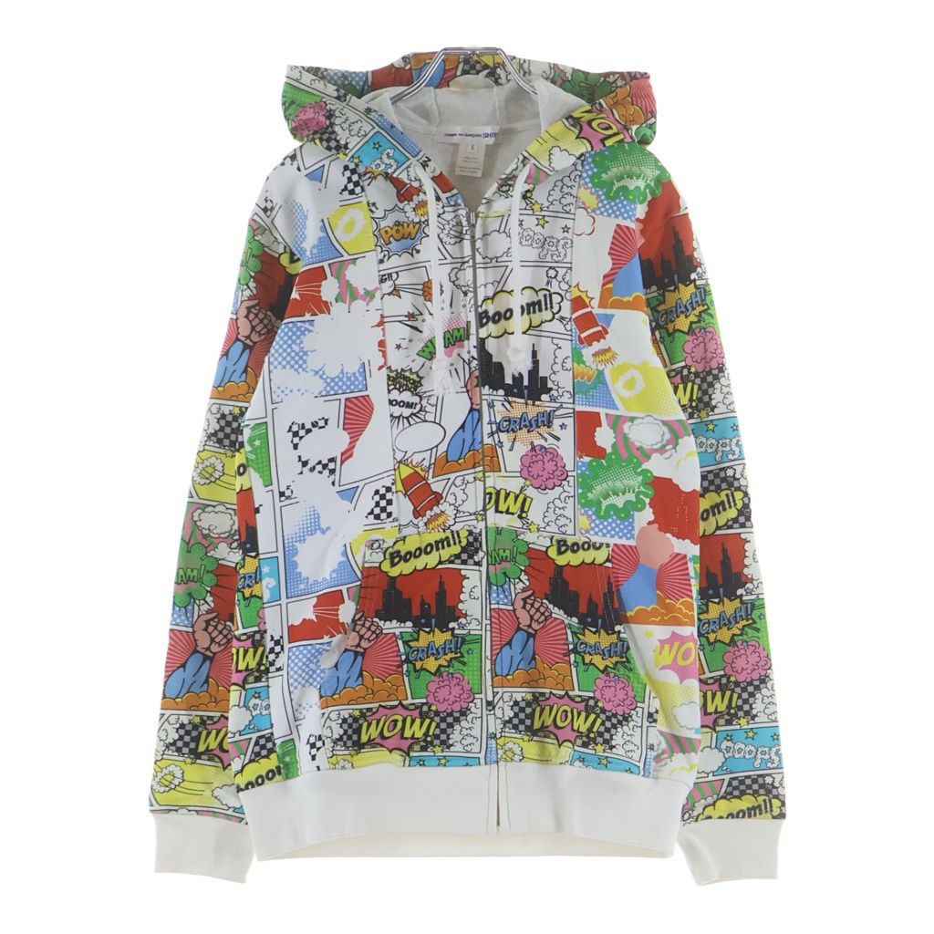 COMME des GARCONS SHIRT (コムデギャルソンシャツ) 19AW アメコミ 総柄 ジップアップスウェットパーカー フーディー マルチカラー W27100