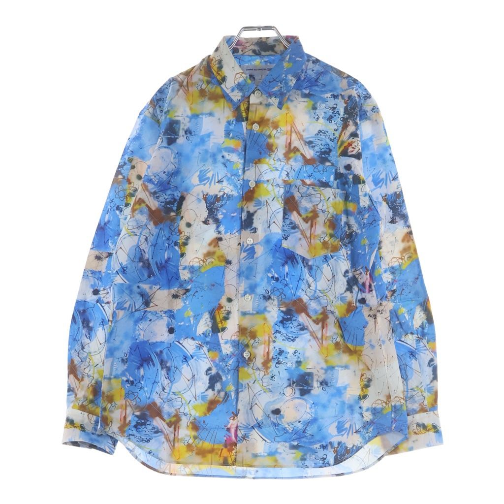 COMME des GARCONS SHIRT (コムデギャルソンシャツ) 20AW ×FUTURA フゥーチュラ 総柄 ロングスリーブ コットンシャツ ブルー W28042