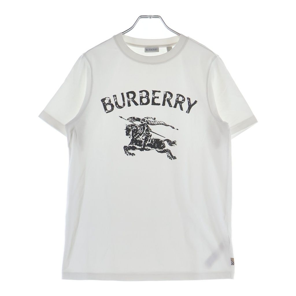 BURBERRY (バーバリー) フロントロゴプリント クルーネック 半袖Tシャツ カットソー ホワイト 8117319