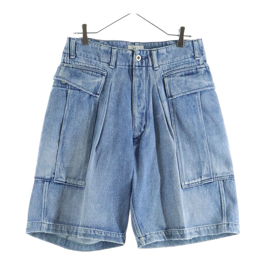 NO BRAND (ノーブランド) HERILL (ヘリル) 22SS HL DENIM CARGOSHORTS デニム カーゴショーツ ハーフパンツ インディゴ 22-030-HL-8110-1