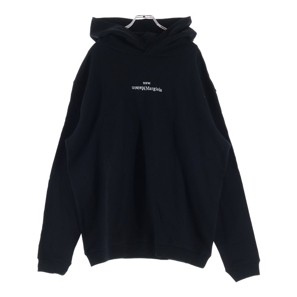MM6 Maison Margiela (エムエムシックスメゾンマルジェラ) 22AWフロントロゴ プルオーバーフーディー パーカー 反転ロゴ ブラック S50GU0167