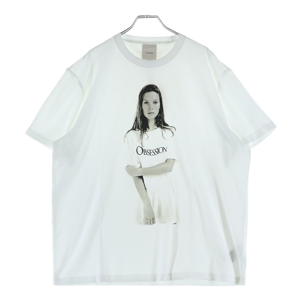 Calvin Klein (カルバンクライン) Kate Moss Graphic Tee ユニセックス クラシック 半袖Tシャツ カットソー ホワイト 40498WS