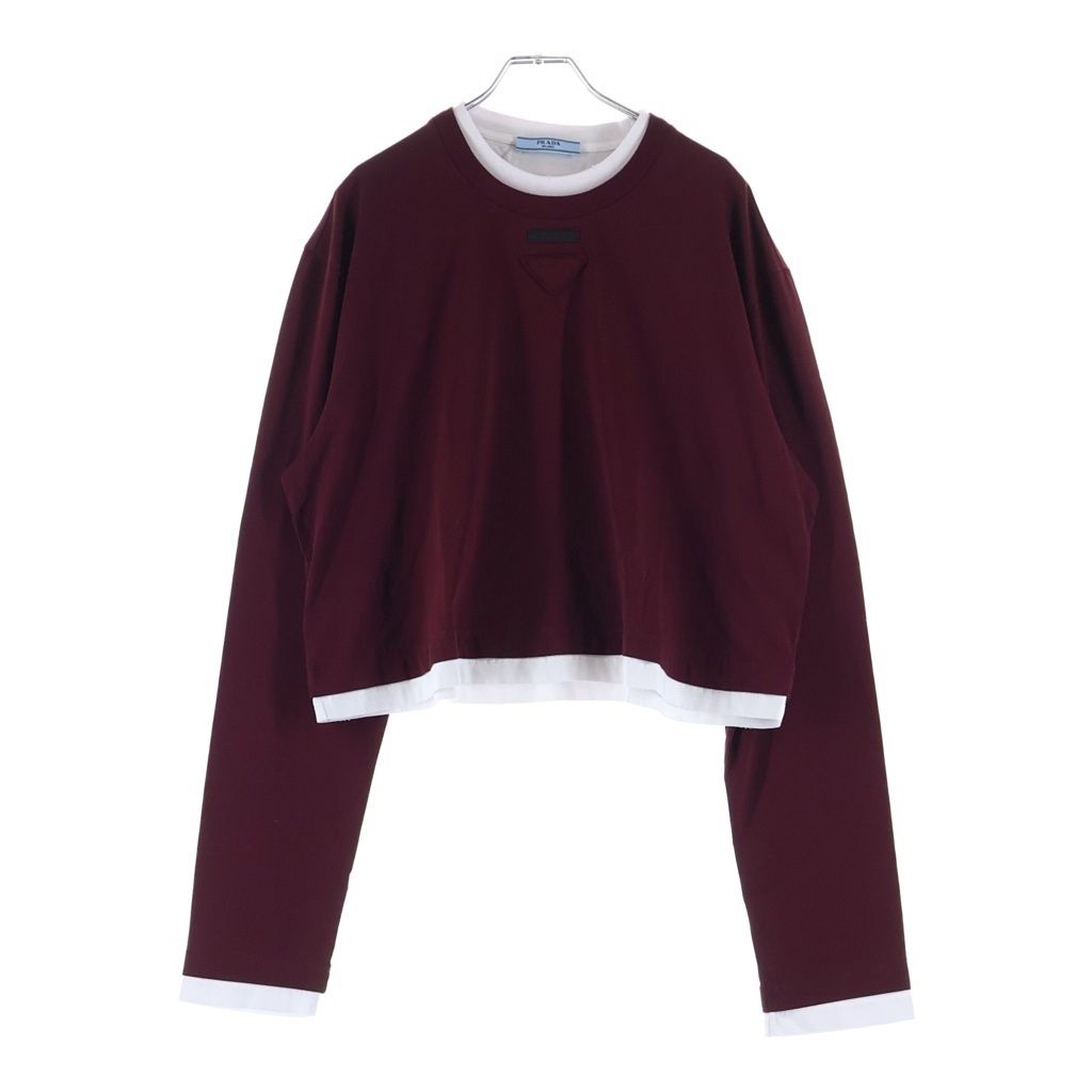 PRADA (プラダ) Long Sleeve Tee Cotton ロングスリーブ コットン 長袖Tシャツ カットソー バーガンディ