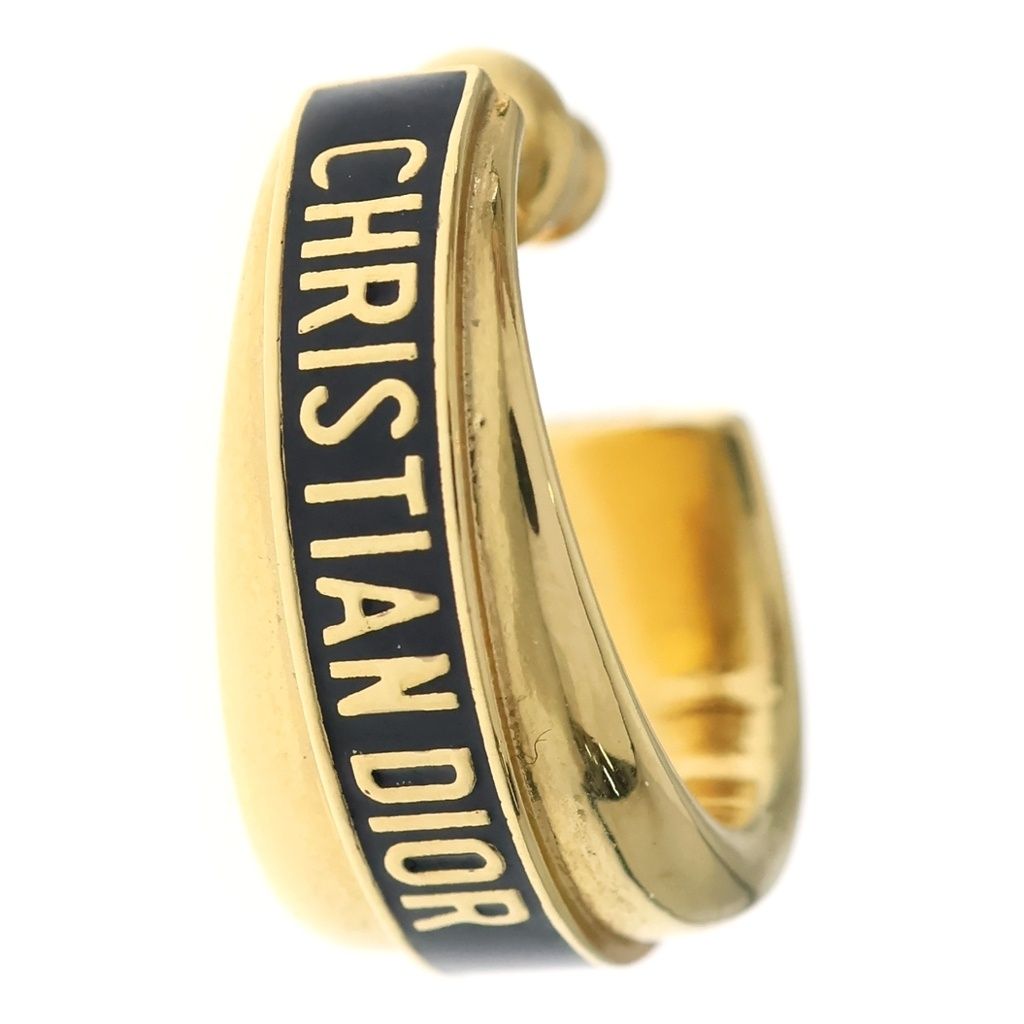 Christian Dior (クリスチャンディオール) CODE ロゴ フープ ピアス GP ゴールド/ブラック