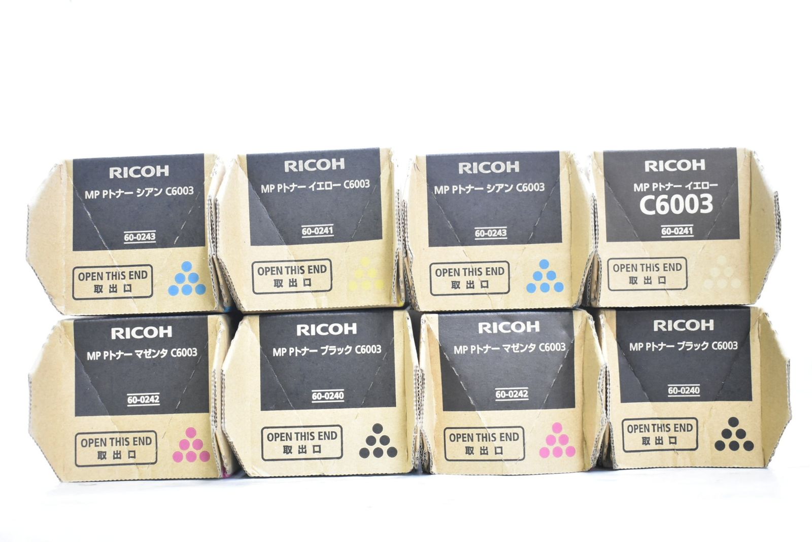 未使用 RICOH 純正 トナー C6003 4色8本（シアン・マゼンタ・イエロー・ブラック×各2） リコー IT4PET5N8QCO-D-N13-byebye