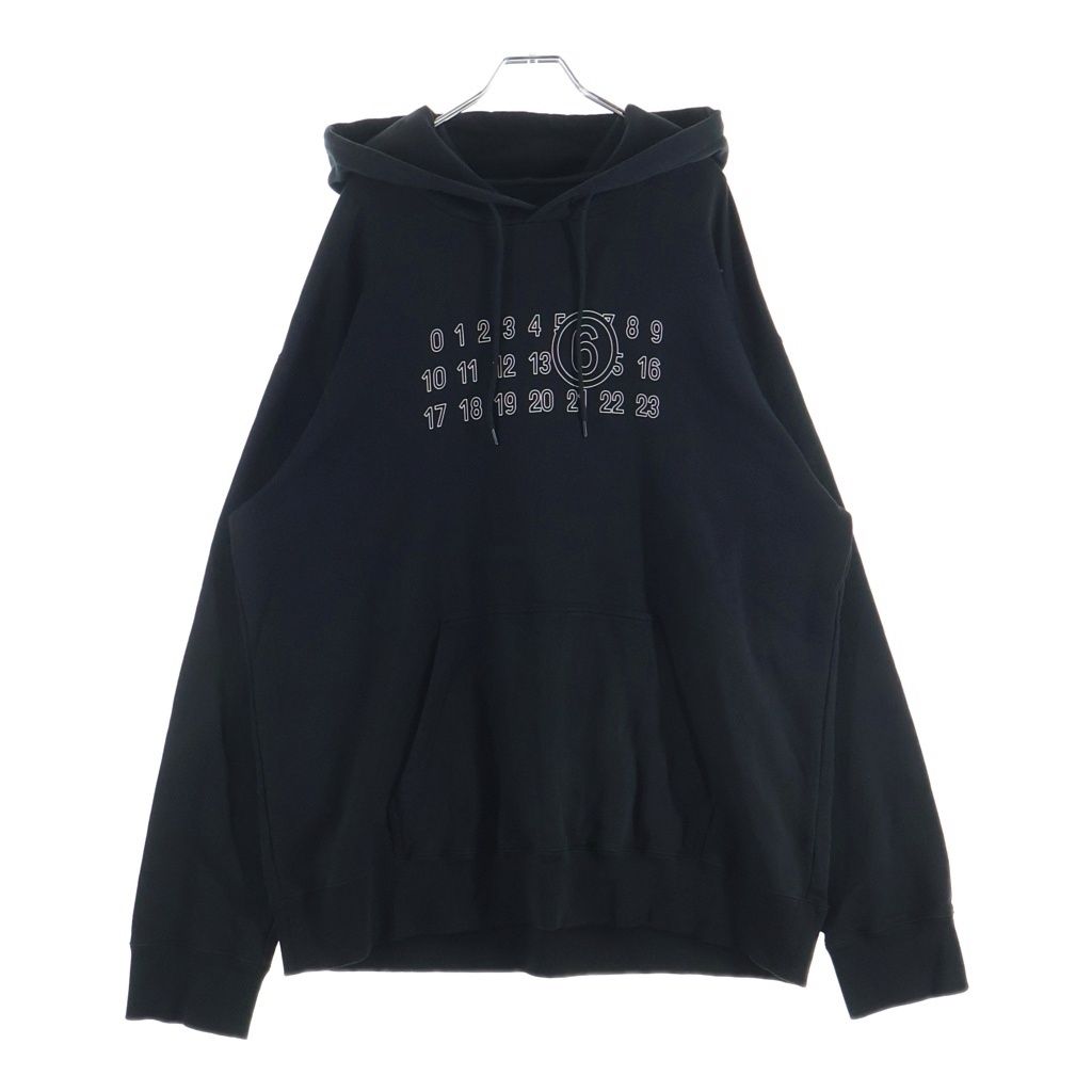 Maison Martin Margiela (メゾンマルタンマルジェラ) Numbered Print Pullover Hoodie ナンバリングプリントプルオーバーパーカー フーディー ブラック SH0GU0035