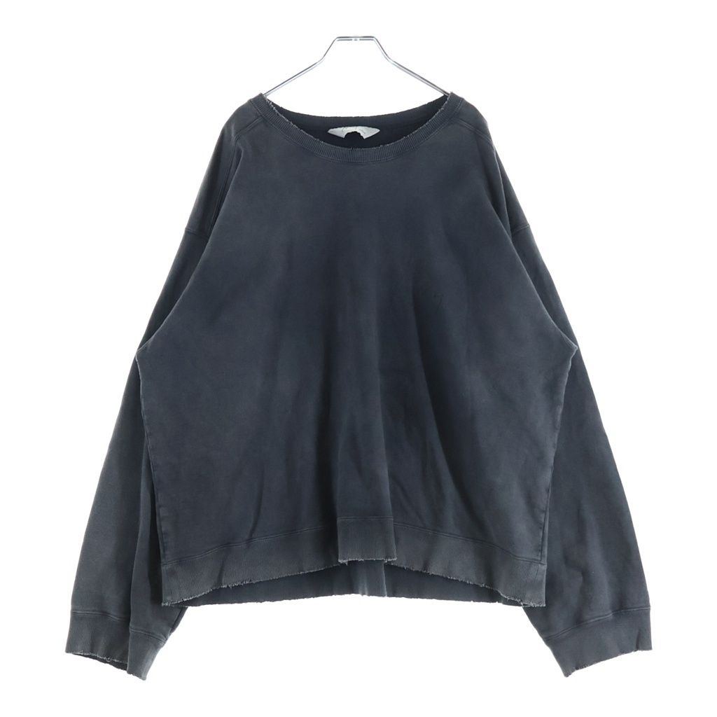 ANCELLM (アンセルム) EMBROIDERY UNEVEN OVER SWEAT SHIRT 胸ロゴ刺繍 ヴィンテージ加工 クルーネックスウェットトレーナー グレー ANC-CT64