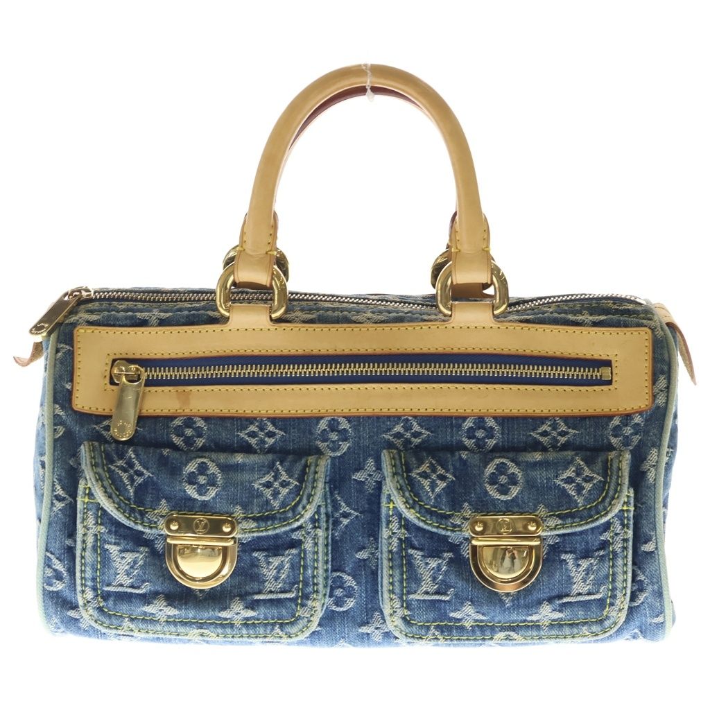 LOUIS VUITTON (ルイヴィトン) モノグラムデニム ネオスピーディ ハンドバッグ ボストンバッグ インディゴブルー×ブラウン レザー×デニム M95019 ゴールド金具