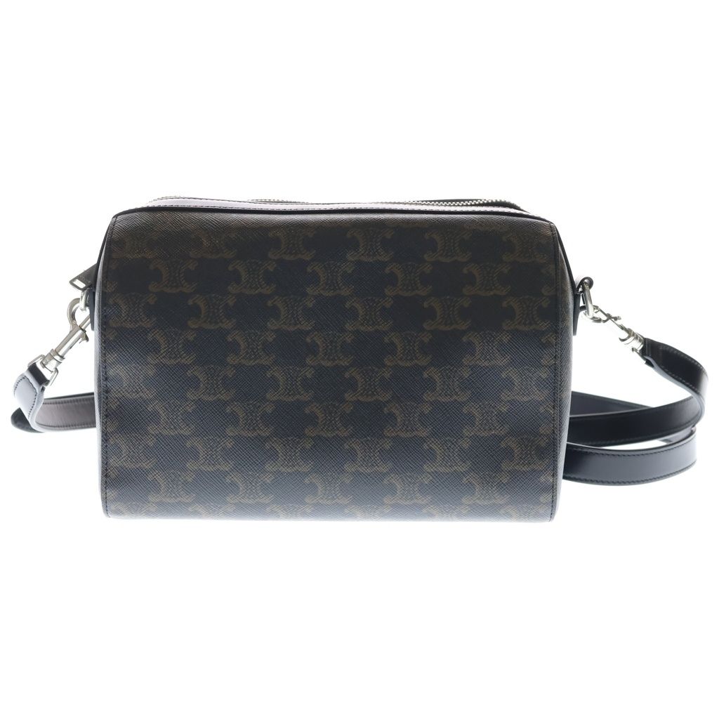 CELINE (セリーヌ) MINI BOSTON ミニボストン トリオンフキャンバス カーフスキン レザーショルダーバッグ シルバー金具 ブラウン 120502FQM.38S1
