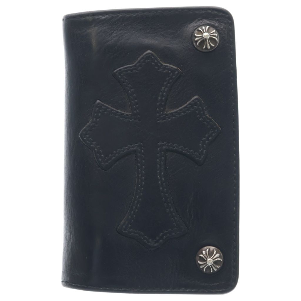 CHROME HEARTS (クロムハーツ) 1ZIP CROSS PATCH 1ジップ クロスパッチ クロスボールボタン レザーウォレット 財布 ブラック