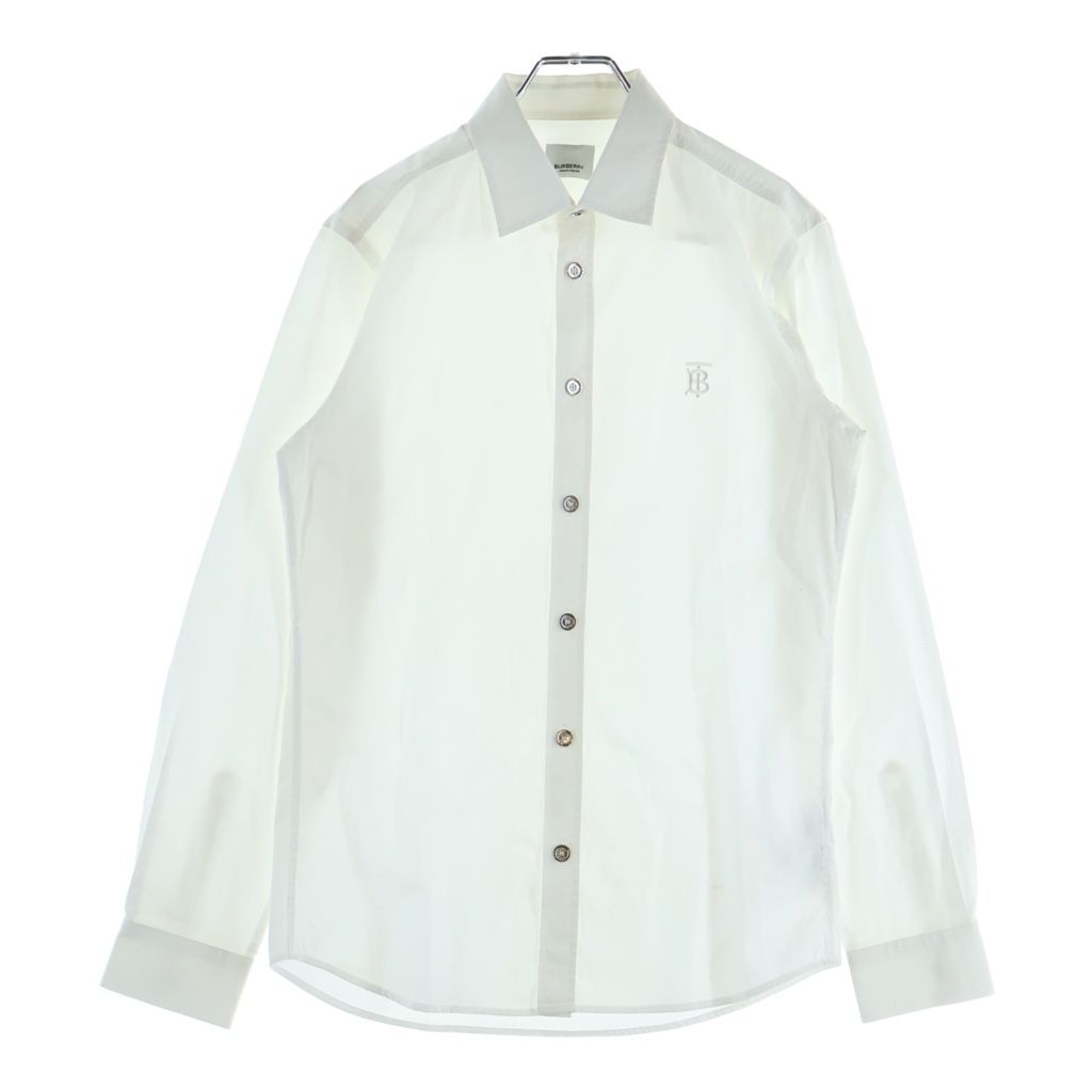 BURBERRY (バーバリー) ロゴエンブロイダリー ドレス 長袖シャツ コットン ホワイト 8028558