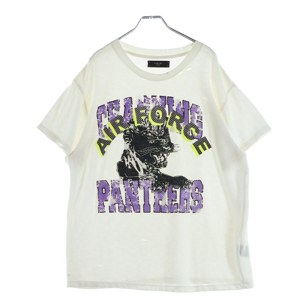 AMIRI (アミリ) Panther Print Mesh パンサープリント メッシュ半袖Tシャツ ホワイト MTSST-CPM