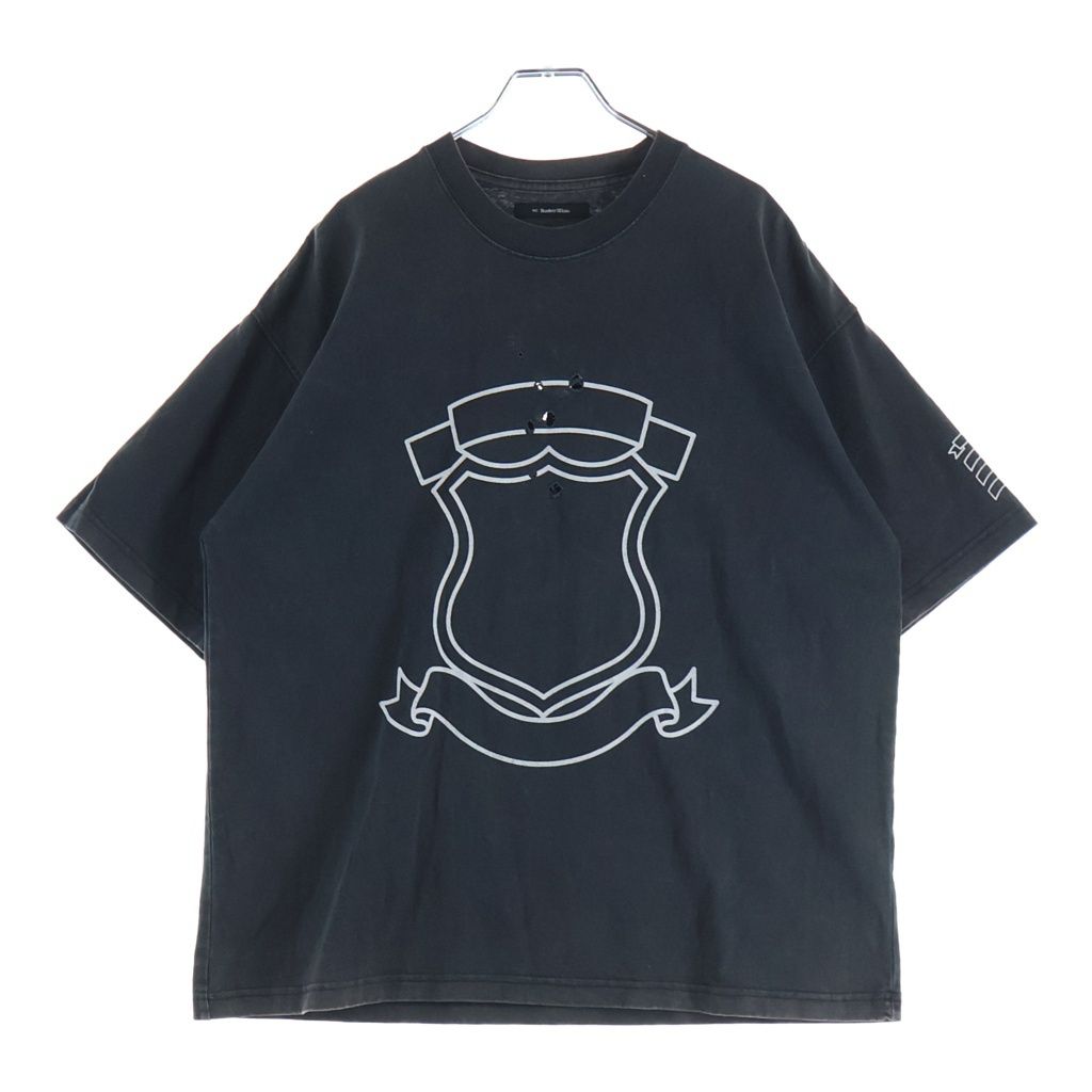 NO BRAND (ノーブランド) RE: Number (N)ine EMBLEM CLASH PIGMENT BIO TEE エンブレム ショットガンクラッシュ加工 半袖Tシャツ グレー NMBsc537