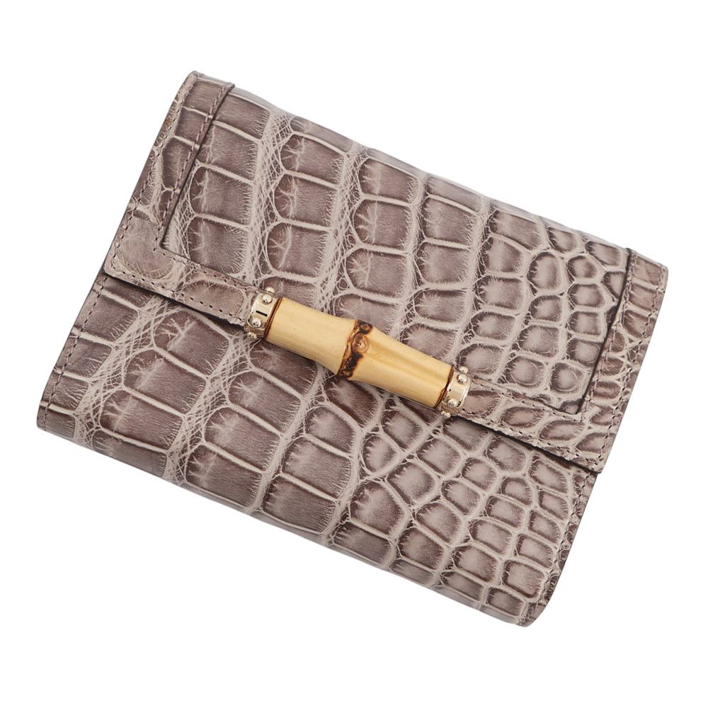 グッチ 三つ折り財布 バンブー マットクロコダイル 257017 GUCCI