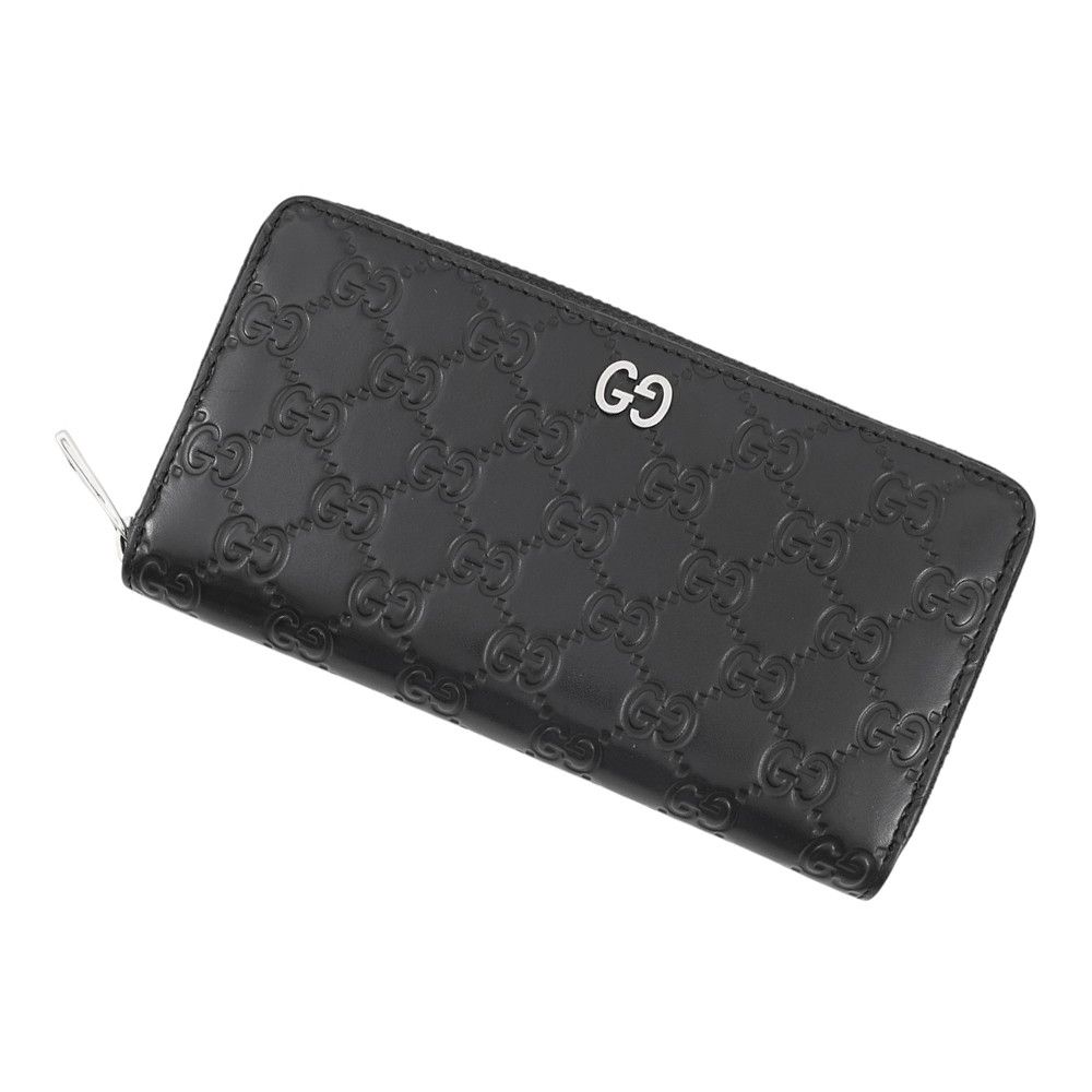 グッチ 長財布 グッチシマ ラウンドファスナー レザー 473928 GUCCI 黒