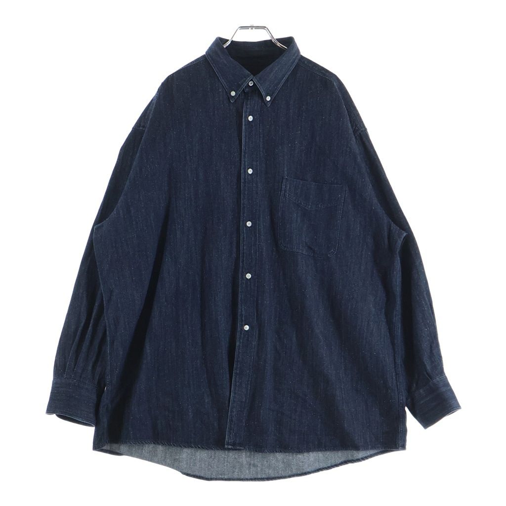 INTERIM (インテリム) 25AW 7oz SILK DENIM 90s FIT BUTTON DOWN SHIRT 90sフィット ボタンダウン シルク デニム長袖シャツ インディゴ IT25A197