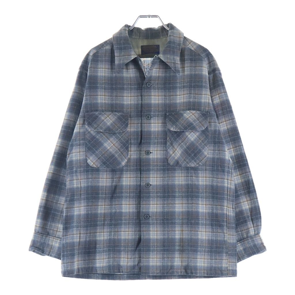 PENDLETON ペンドルトン 70S VINTAGE L/S PLAID BOARD SHIRT ヴィンテージ シャドー チェック柄 長袖ウールボードシャツ グレー/ブルー PENDLETON (ペンドルトン) 70S VINTAGE L/S PLAID BOARD SHIRT