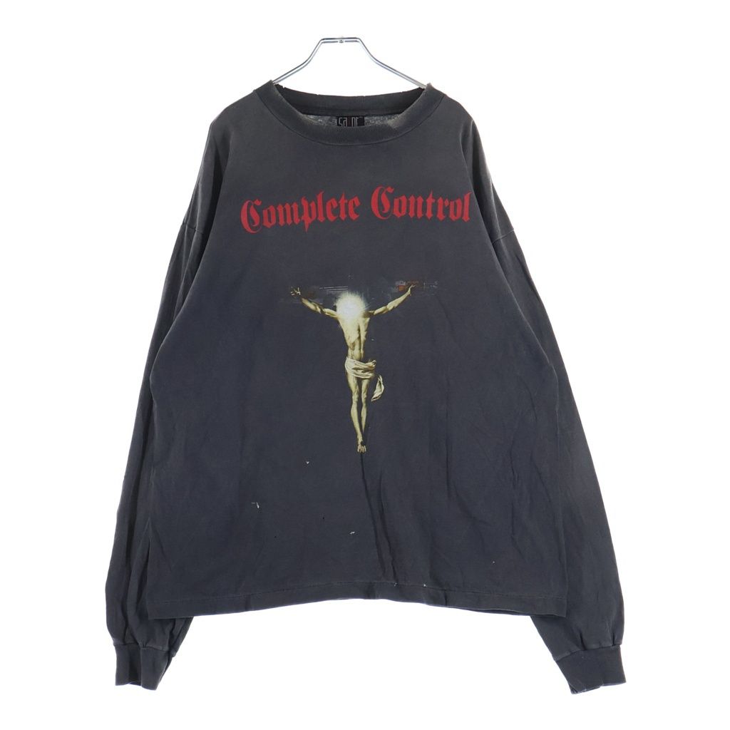 SAINT MICHAEL (セントマイケル) 25SS × Kosuke Kawamura KK_LS TEE/COMPLETE CONTRL 河村康輔 ヴィンテージ加工 両面プリントTシャツ グレー SM-HR8-0000-C26