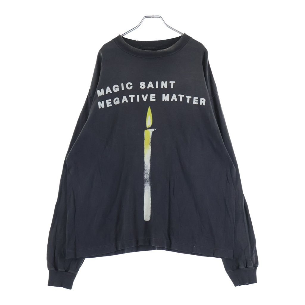 SAINT MICHAEL (セントマイケル) 25SS CANDLE LS TEE キャンドル ヴィンテージ加工 両面プリントTシャツ 長袖クルーネックカットソー グレー SM-HR8-0000-031