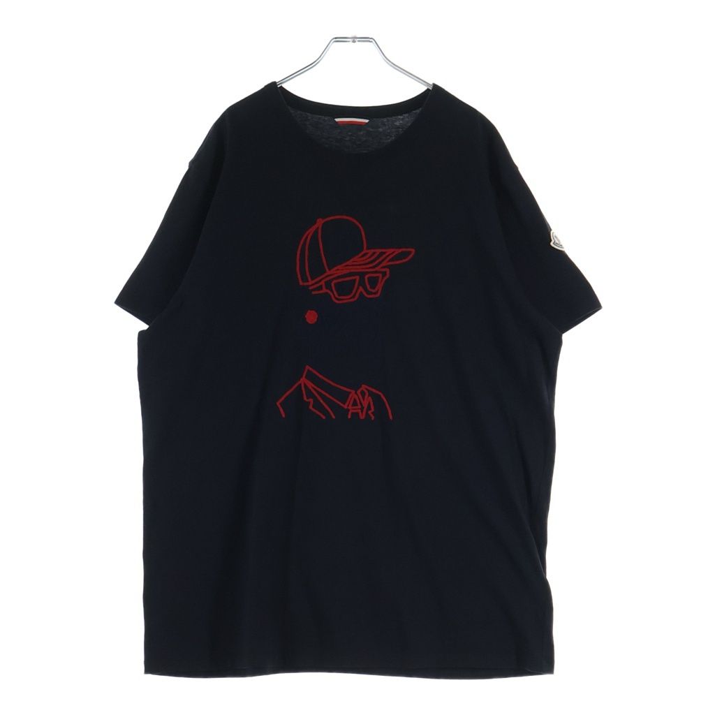MONCLER (モンクレール) 18AW グラフィック刺繍 ワッペンロゴ 半袖Tシャツ カットソー ブラック D20918003750 8390T