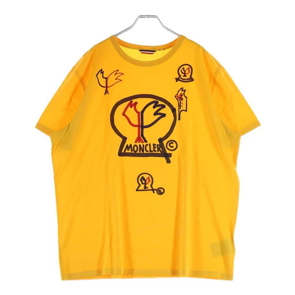 MONCLER (モンクレール) 18AW ロゴプリント クルーネック 半袖Tシャツ カットソー イエロー 20918037850 8390Y