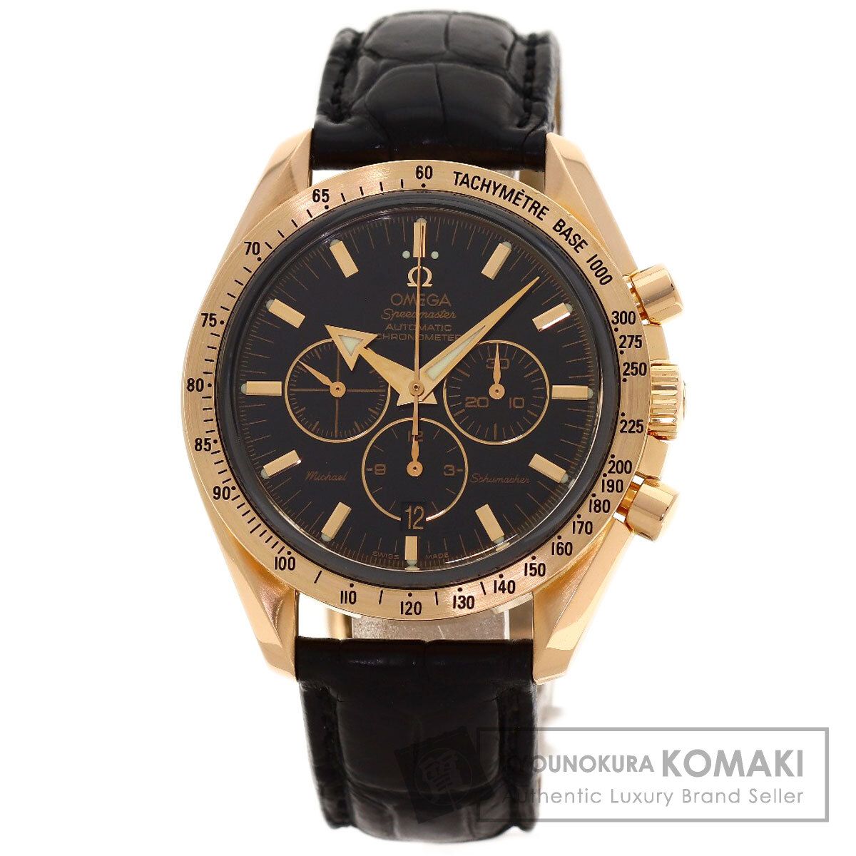 OMEGA オメガ 3659.50.31 スピードマスター ブロードアロー レッドゴールド シューマッハ 腕時計 K18PG 革 メンズ [中古] 881,265円