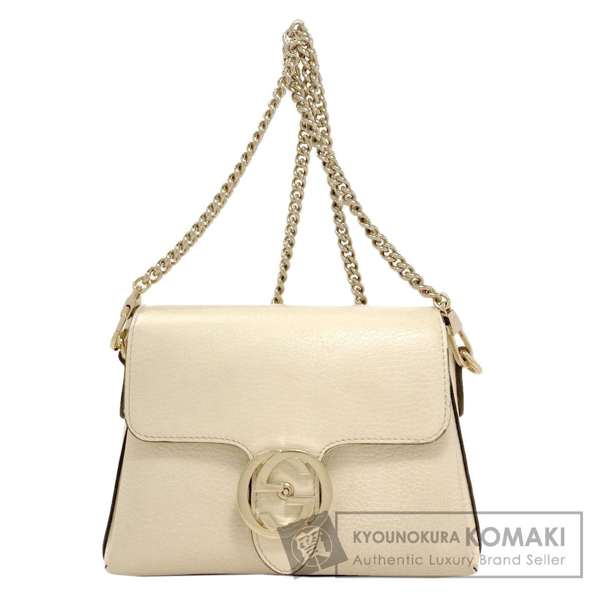 GUCCI グッチ 607720 アウトレット インターロッキングG チェーンショルダー ショルダーバッグ レザー レディース [中古]