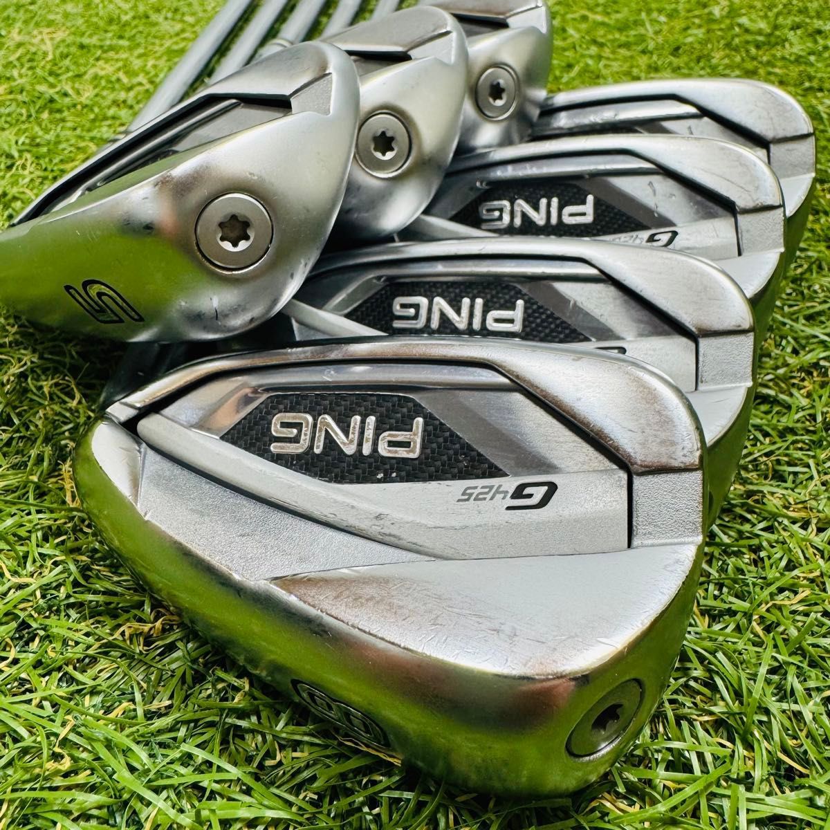 ［良品］PING ピン g425 黒ドット メンズアイアン5本セット スチールS 良品】初心者推奨 ピン G425 黒ドット メンズアイアンセット 7本 S