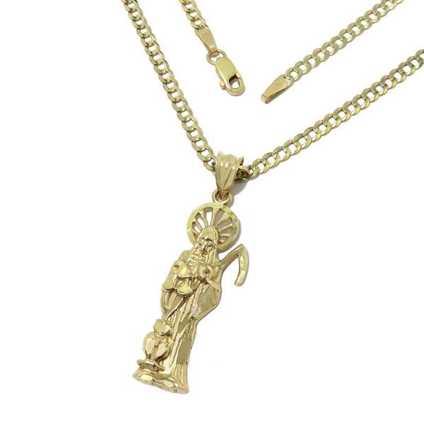 【極美品 60cm 2.8mm】AVALANCHE アヴァランチ《Santa Muerte》サンタ・ムエルテ 10K キューバン ネックレス ゴールド 定価14.8万 47843