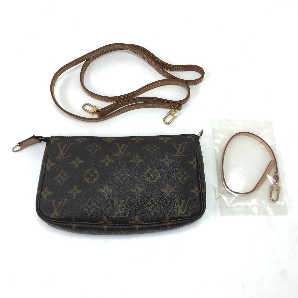 LOUIS VUITTON ルイヴィトン ポーチ モノグラム アクセサリーソワール ストラップ付 ファスナータブ欠損 M51980