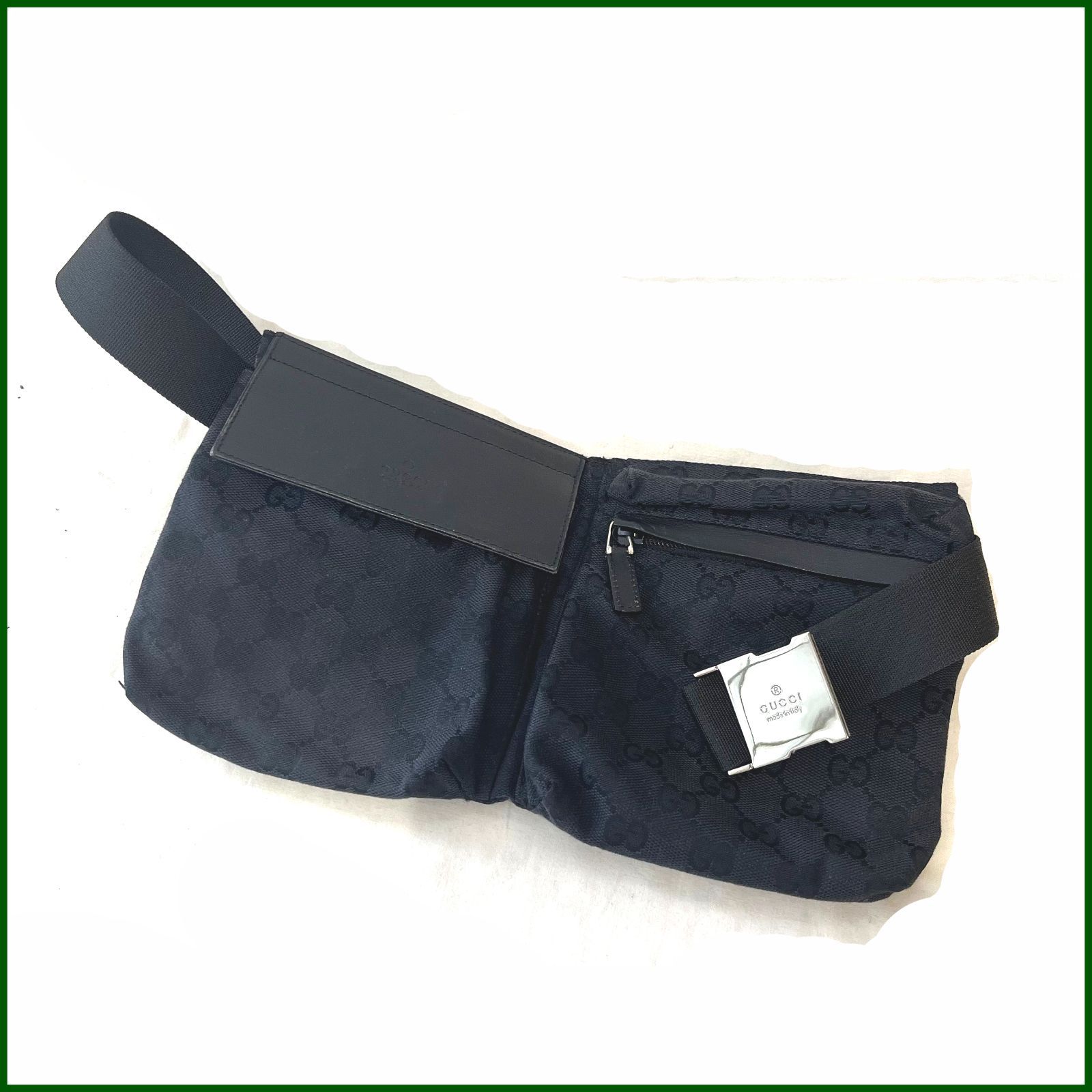 GUCCIグッチ GGキャンバス ウエストポーチ キャンバス レザー ブラック 中古○ GUCCI/グッチ○ ウエストポーチ GGキャンバス 28556 200047