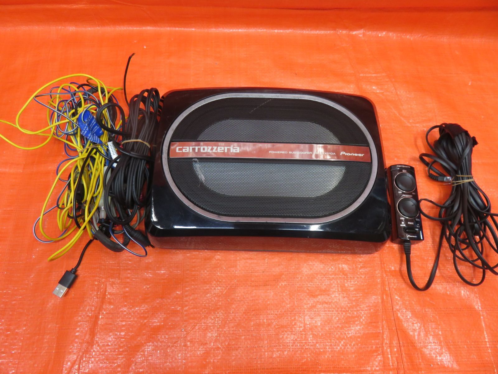 LF525* 動作OK カロッツェリア パワードサブウーファー 配線 リモコン付 /carrozzeria TS-WX110A MAX150W　※小傷 ※アルファード外し