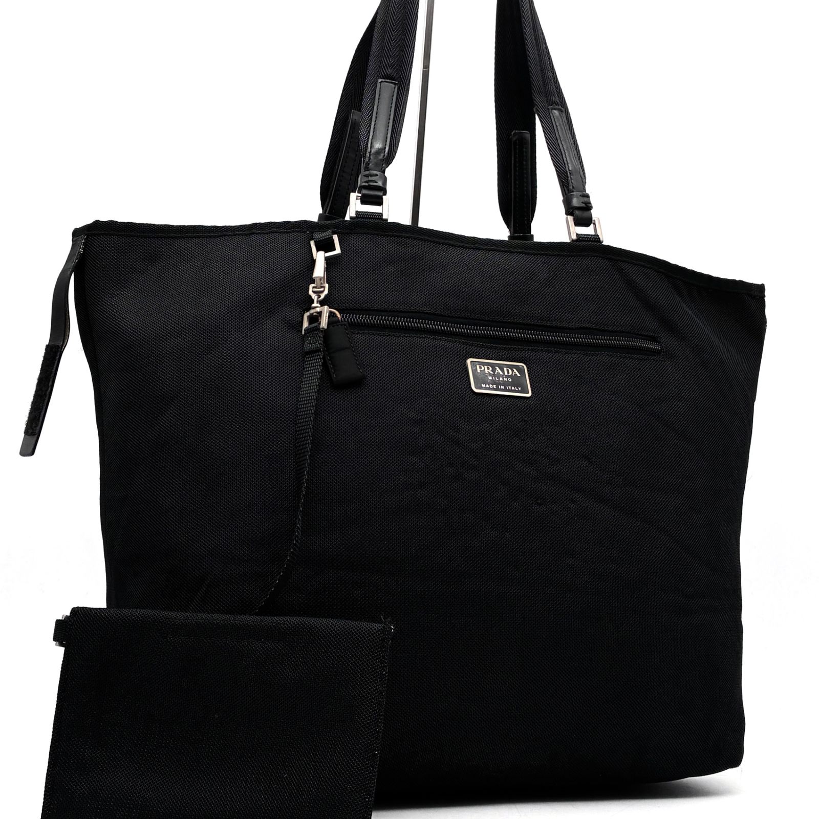 PRADA リバーシブル トートバッグ ナイロン ロゴプレート プラダ PRADA リバーシブル トートバッグ ショルダーバッグ ポーチ付