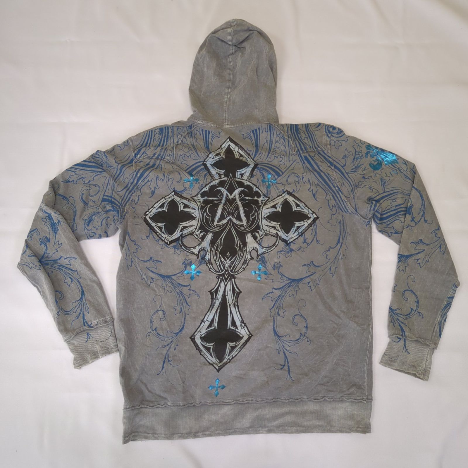 【激レア】 Affliction 00s パーカー SK8 Y2K D44783】affliction ジップパーカーXL グレー Y2K グランジ ア