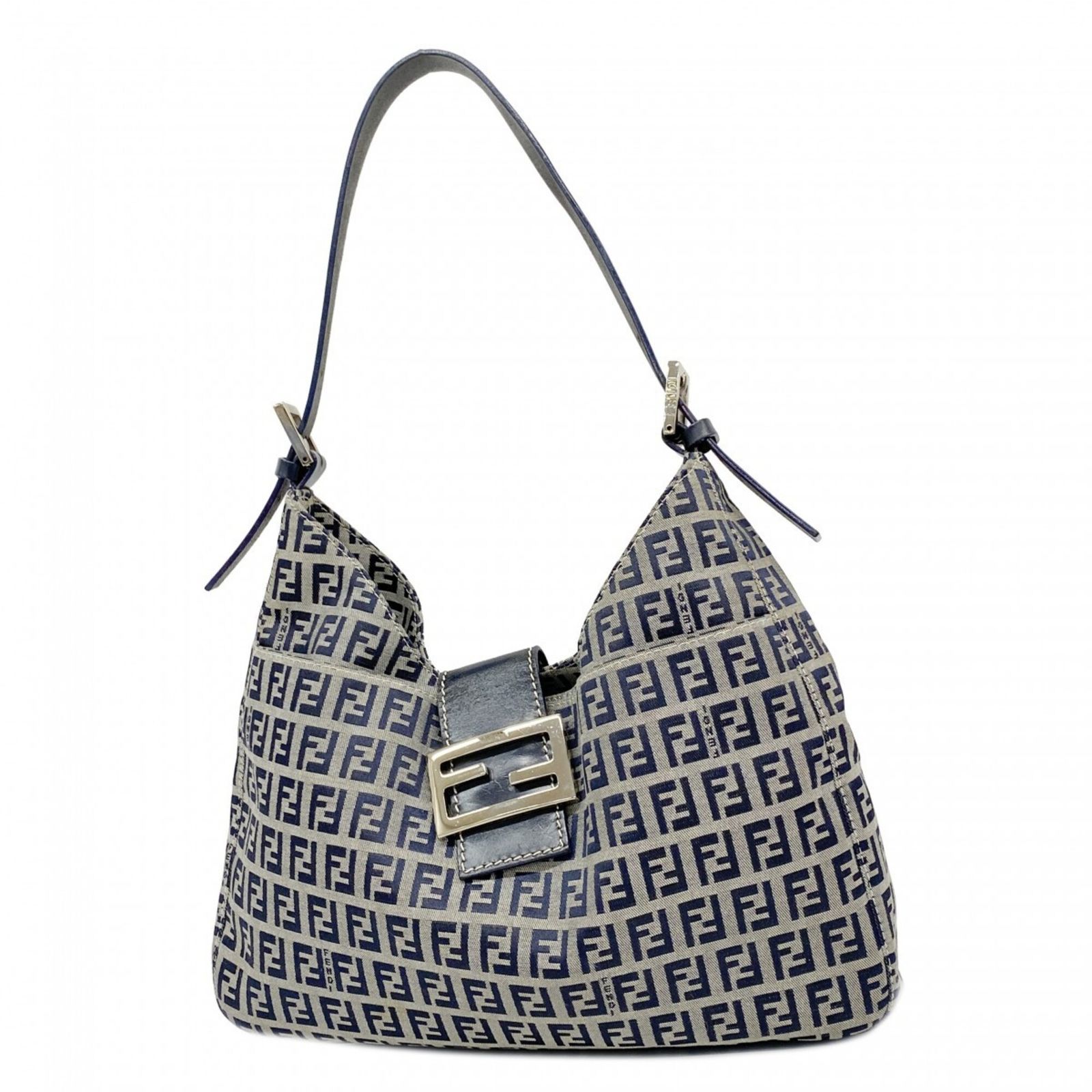 フェンディ(Fendi) フェンディ ショルダーバッグ ズッキーノ ナイロンキャンバス ネイビー レディース