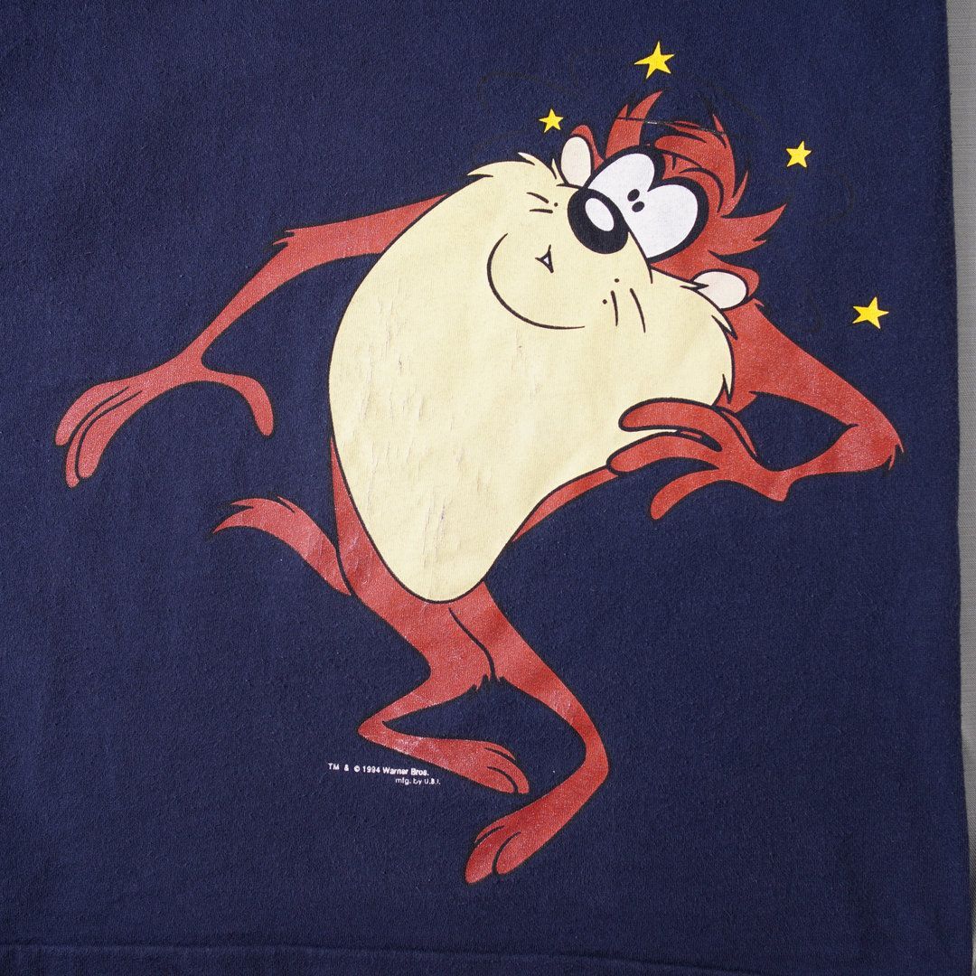 1993年 タズマニアンデビル ルーニーテューンズ ヴィンテージラグ 90s USA製 タズマニアンデビル Tシャツ XL ネイビー 1993年製 ルーニー