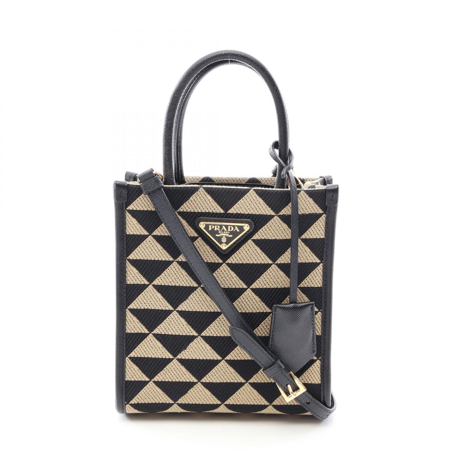 PRADA プラダ TRIANGOLO JACQUARD シンボル エンブロイダリー ミニ 2WAY ハンドバッグ