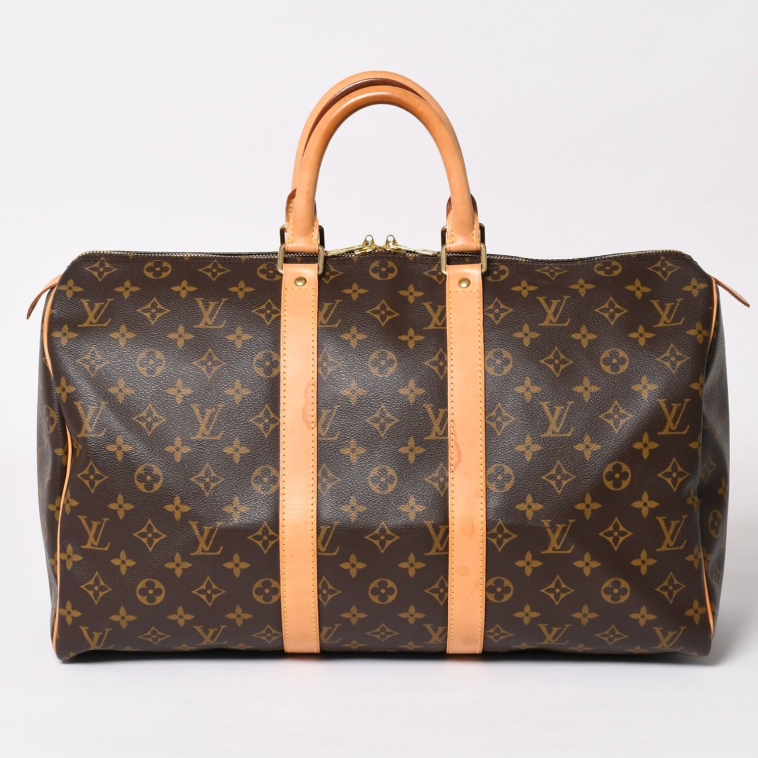 LOUIS VUITTON ルイヴィトン モノグラム キーポル45 ボストンバッグ M41428 モノグラムキャンバス ヌメ革 ブラウン ゴールド金具 良品 中古 4a003665