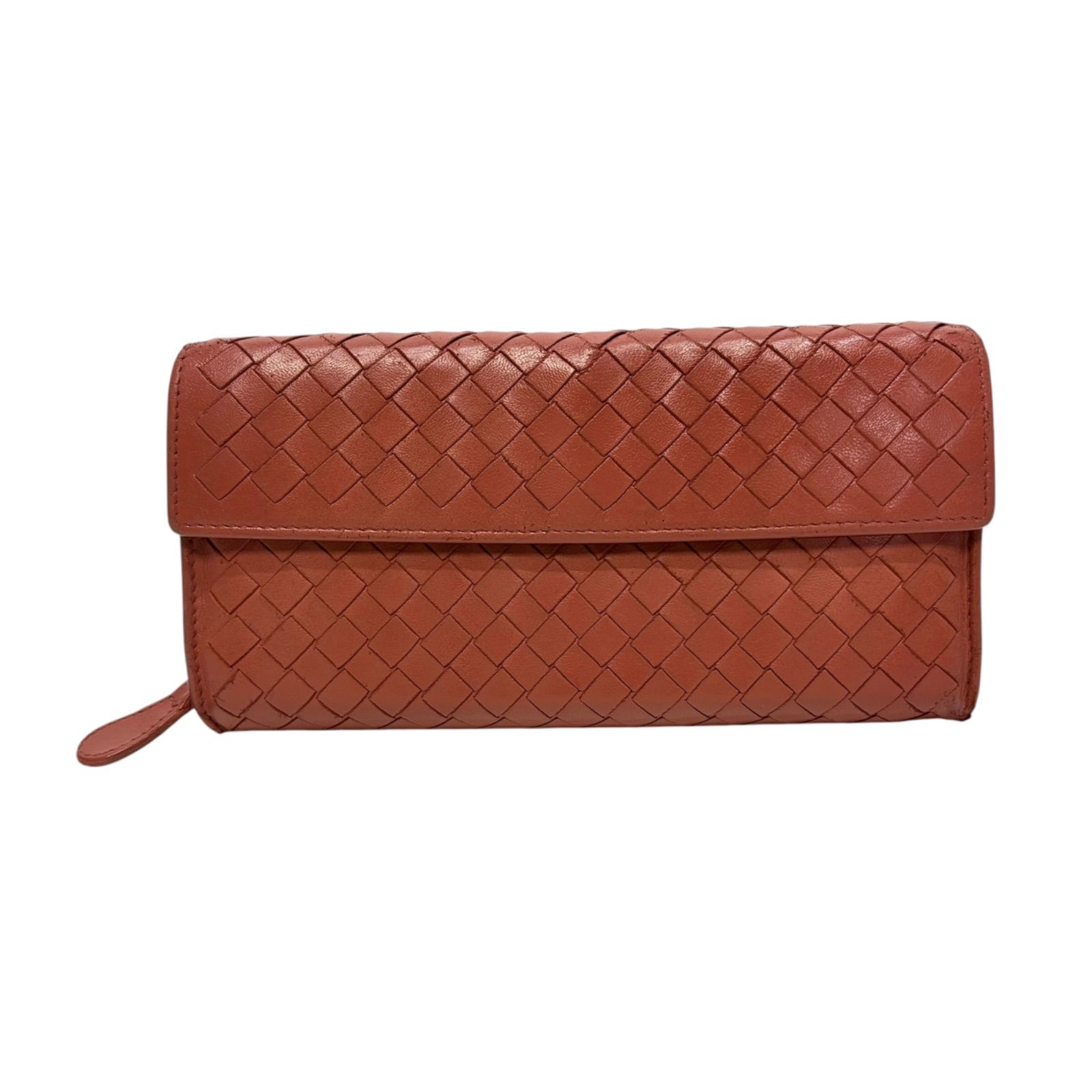 4581 BOTTEGA VENETA ボッテガヴェネタ 長財布 イントレチャート フラップ コンチネンタル ピンクベージュ