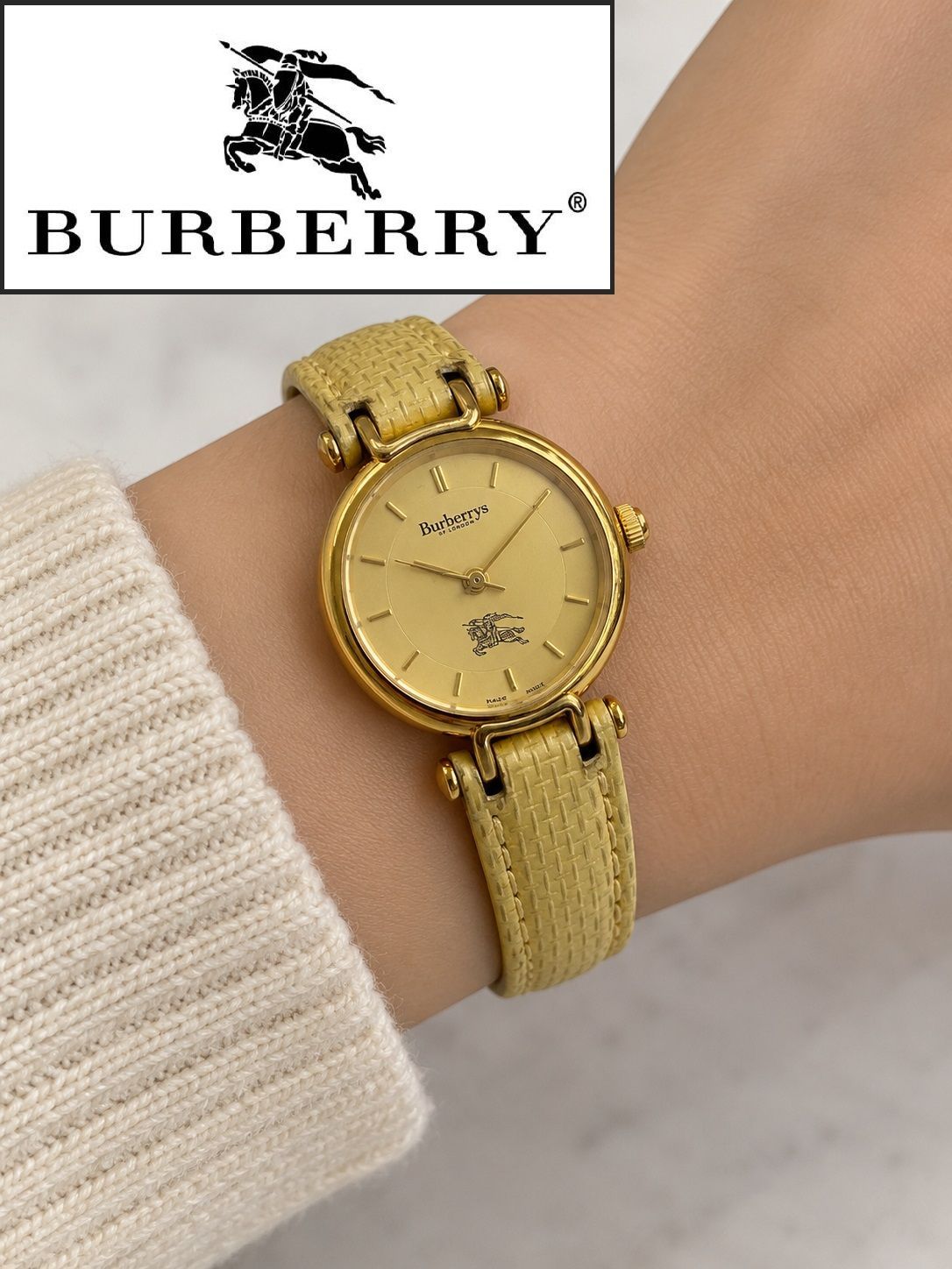 【M】Burberrys 3200 クォーツ 腕時計 SWISS MADE/mo-A-211-5750-6.87/ヴィンテージ/レア/正規品/本物/「BURBERRYS OF LONDON」/シャドーホース/騎士/クラシカル