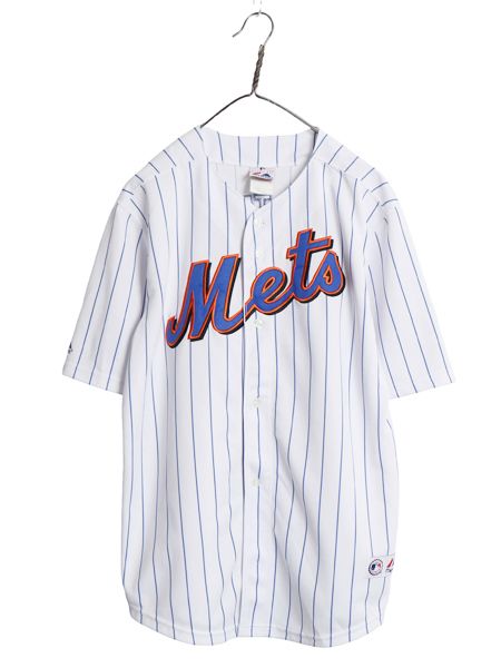 【お得なクーポン配布中!】 メッツ ベースボール シャツ メンズ L 程/ MLB オフィシャル マジェスティック 大リーグ ユニフォーム ゲームシャツ 重ね着 メジャーリーグ
