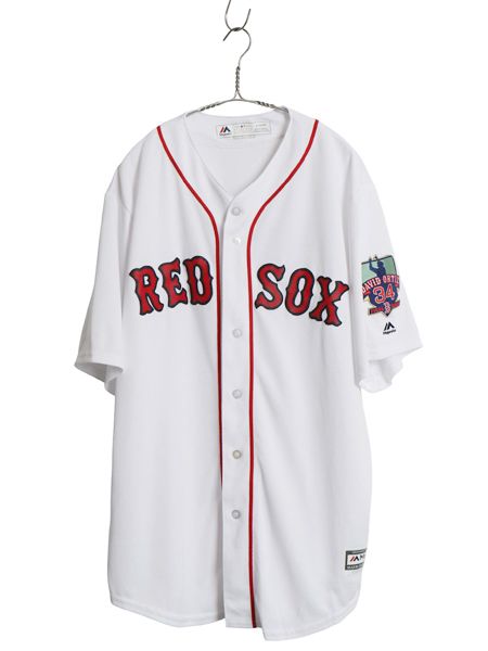 【お得なクーポン配布中!】 レッドソックス ベースボール シャツ メンズ XL / MLB オフィシャル マジェスティック 大リーグ ユニフォーム 大きいサイズ メジャーリーグ