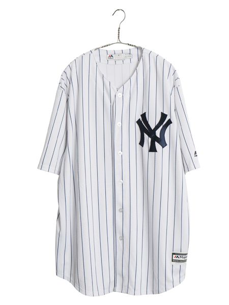 ヤンキース ベースボール シャツ メンズ XXL / MLB オフィシャル マジェスティック 大リーグ ユニフォーム 半袖シャツ 大きいサイズ 重ね着 ヤンキース ベースボール シャツ メンズ XXL / MLB オフィシャル