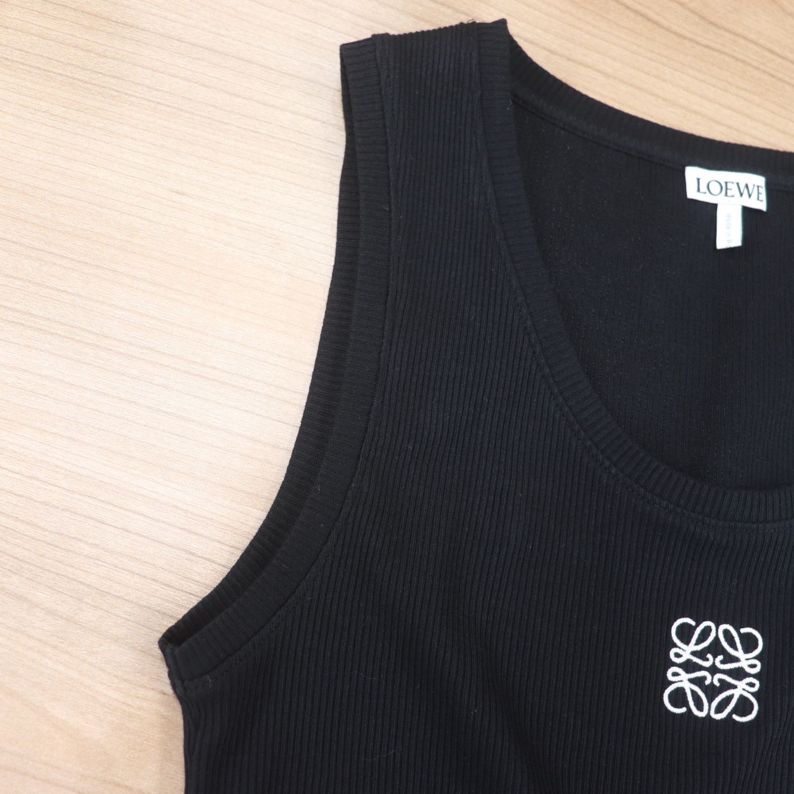 ITLZUCVCDZG6 LOEWE ロエベ リブ タンクトップ アナグラム 黒 XS
