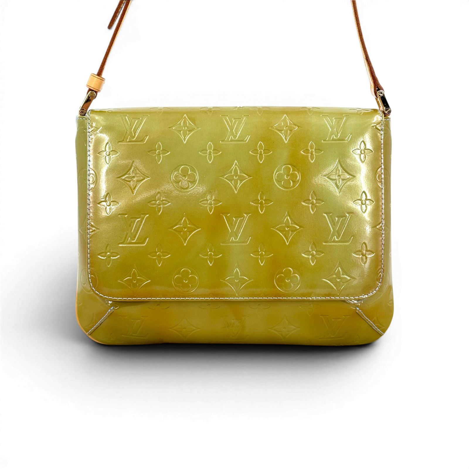 LOUIS VUITTON トンプソンストリート ヴェルニ グリーン ショルダーバッグ M91071