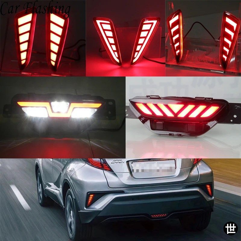 トヨタ CHR 2016 - 19 用カーフラッシングLEDリフレクターリアバンパーライトフォグランプリアブレーキライトリバースライト
