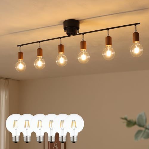 VENTOTA シーリングライト 6灯 シーリングスポットライト 照明器具 天井照明 おしゃれ 北欧 LED 電気 インテリア シンプル リビング 寝室 子供部屋 cll-akarto-c6 (ブラウン｜フィラメントLED電球6個付) 国内発 1163db96