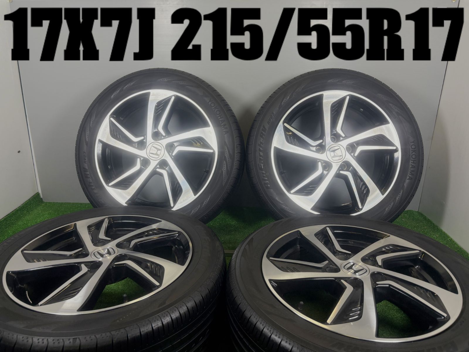 送料無料★17x7J +55 5穴 PCD114.3 215/55R17 4本 中古 夏 タイヤ ホイール セット ノーマル TB1278